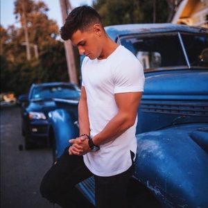 White Alphalete Hex muscle rolled tee shirt